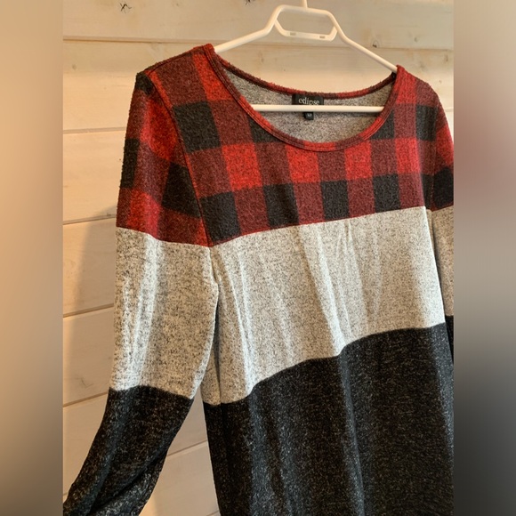 Eclipse | Plaid Colour Block Long Sleeve Top - Picture 5 of 7